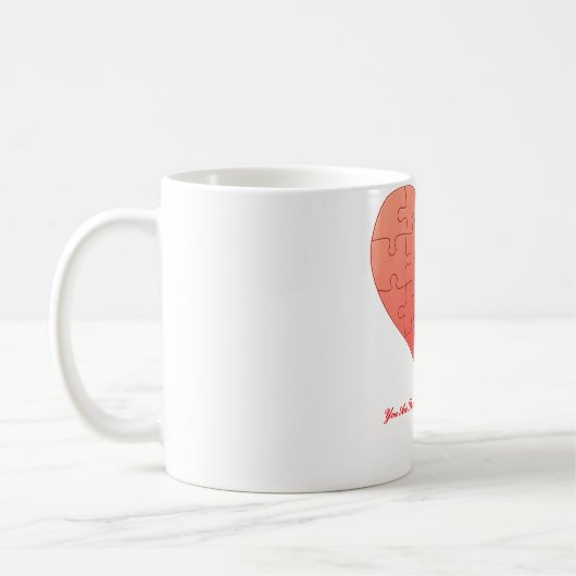 Puzzlespiel-Herz mit Stück und Zitat Kaffeetasse (Links)