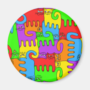 Puzzlespiel-Katzen "Regenbogen" 1 Magnet