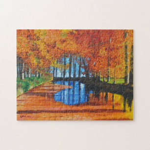 Puzzlespiel-niederländischer Kanal im Herbst Puzzle