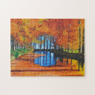 Puzzlespiel-niederländischer Kanal im Herbst Puzzle