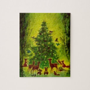 Puzzlespiel, WeihnachtsAnsammlung um einen Baum Puzzle