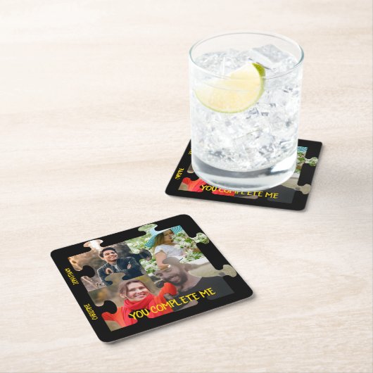 Puzzleteil-Foto Sie ergänzen mich. Rechteckiger Pappuntersetzer (Vor Ort)