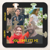 Puzzleteil-Foto Sie ergänzen mich. Rechteckiger Pappuntersetzer (Vorderseite)