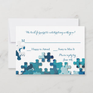 Puzzleteile Blaue Antwortkarte RSVP Karte