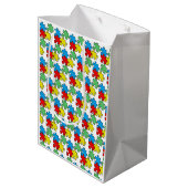Puzzleteile Design Mittlere Geschenktüte (Rückseite Schrägansicht)