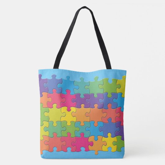 Puzzleteile Design Tote Bag Tasche (Rückseite)