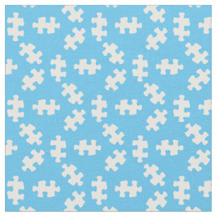 Puzzleteile Hellblau und Weiß Stoff