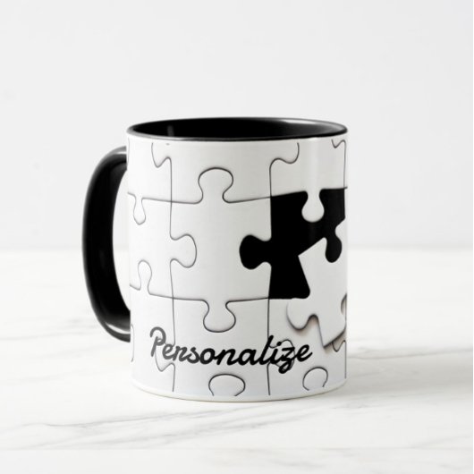 Puzzleteile lustig whimsisile schwarz-weiß tasse