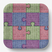 Puzzleteile Mehrfarbig Pappteller (Vorderseite)