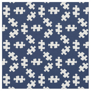 Puzzleteile Mitternachtsblau und Weiß Stoff