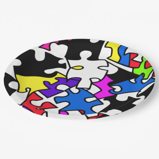 Puzzleteile Pappteller (Schrägansicht)