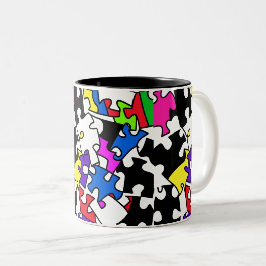 Puzzleteile Zweifarbige Tasse (VorderseiteRechts)