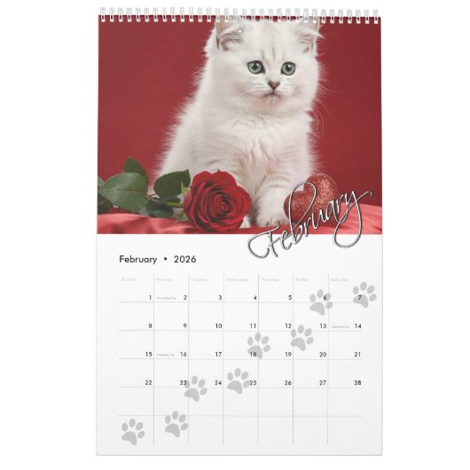 PW druckt 12 Monate Fotos für Haustiere Kalender (Feb 2026)