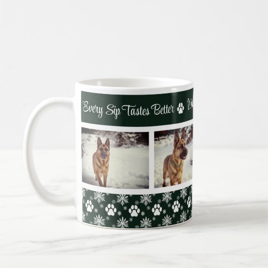 Pw Print Pattern Forest Green 4 Hund Foto Kaffeetasse (Links)