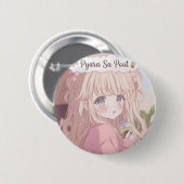 Pyara Sa Pout - Süßes Kawaii Anime Mädchen mit Bob Button (Vorne & Hinten)
