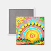 Pychedelic Sunset Vintag 60er Magnet (Vorderseite/Rückseite)