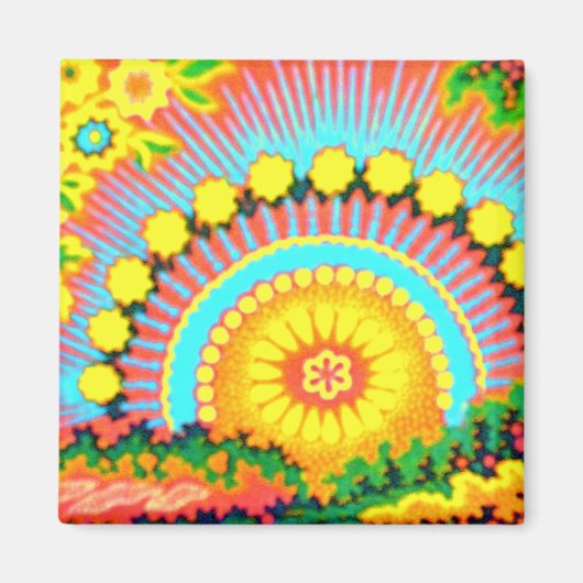Pychedelic Sunset Vintag 60er Magnet (Vorne)