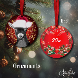 Pygmäe Ziege Weihnachtsmannmütze Weihnachtsschmuck