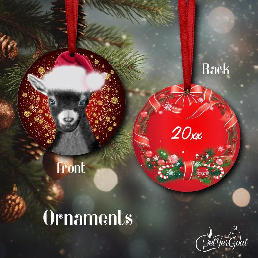 Pygmäe Ziege Weihnachtsmannmütze Weihnachtsschmuck