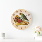 Pygmäenpapagei mit Frucht und Nüssen Große Wanduhr (Zuhause)