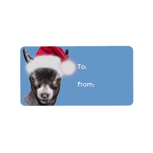 Pygmy Goat Santa Goat Weihnachtsgeschenk-Tag Adressaufkleber (Vorne)