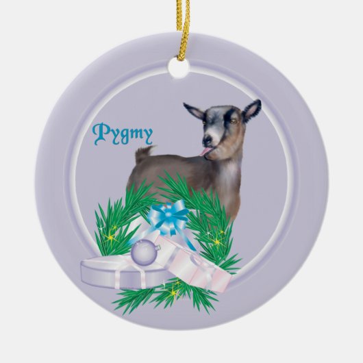 Pygmy Goat Wreath Keramik Ornament (Vorne)