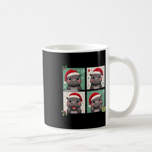 Pygmy Hippo Meme Santa Claus Hat Fotobooth Funny Kaffeetasse (Rechts)