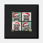 Pygmy Hippo Meme Santa Claus Hat Fotobooth Funny Magnet (Vorne)