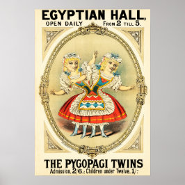 Pygopagi Twins EGYPTIAN HALL Freak Show Circus Poster