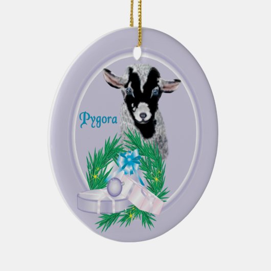 Pygora Goat Wreath Keramik Ornament (Rechts)