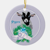 Pygora Goat Wreath Keramik Ornament (Vorne)