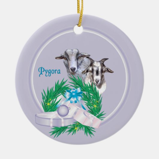 Pygora Goat Wreath Keramikornament (Vorne)