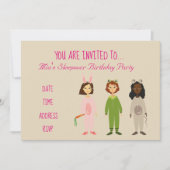 Pyjama-niedliches Schlummer Einladung (Vorderseite)