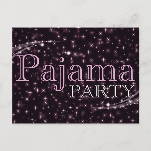 Pyjama-Party Einladungen: Starshine Einladungspostkarte (Vorderseite)