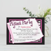 Pyjama-Party im Schwarzen und im Rosa Einladung (Stehend Vorderseite)