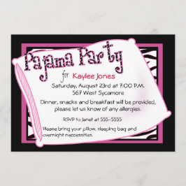 Pyjama-Party im Schwarzen und im Rosa Einladung