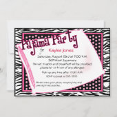 Pyjama-Party in den schwarzen und rosa Punkten Einladung (Vorderseite)