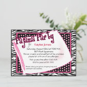 Pyjama-Party in den schwarzen und rosa Punkten Einladung (Stehend Vorderseite)