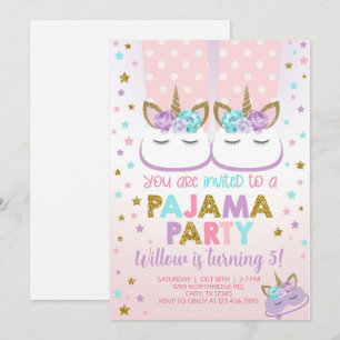 Pyjama-Party Mädchen Geburtstagseinladung, Übernac Einladung