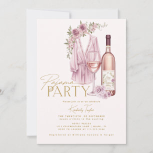 Pyjama-Party-Schlafanzug-Prosecco-Brautjunggeselli Einladung