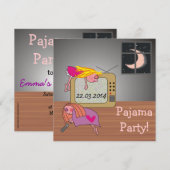 Pyjama-Party-Schlafenmädchen-niedliche Einladungen (Vorne/Hinten)