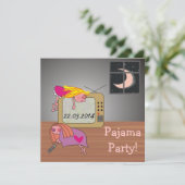 Pyjama-Party-Schlafenmädchen-niedliche Einladungen (Stehend Vorderseite)