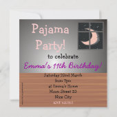 Pyjama-Party-Schlafenmädchen-niedliche Einladungen (Rückseite)