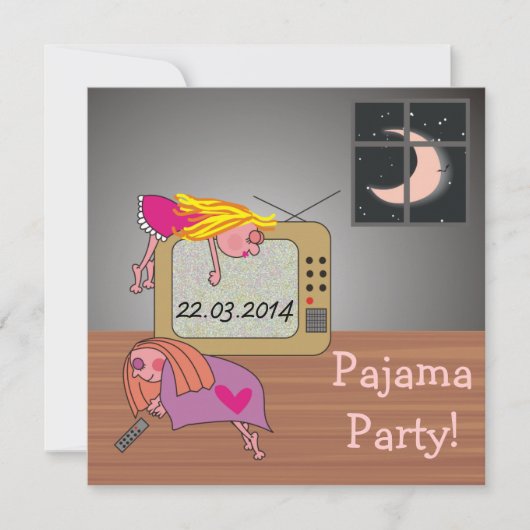 Pyjama-Party-Schlafenmädchen-niedliche Einladungen (Vorderseite)