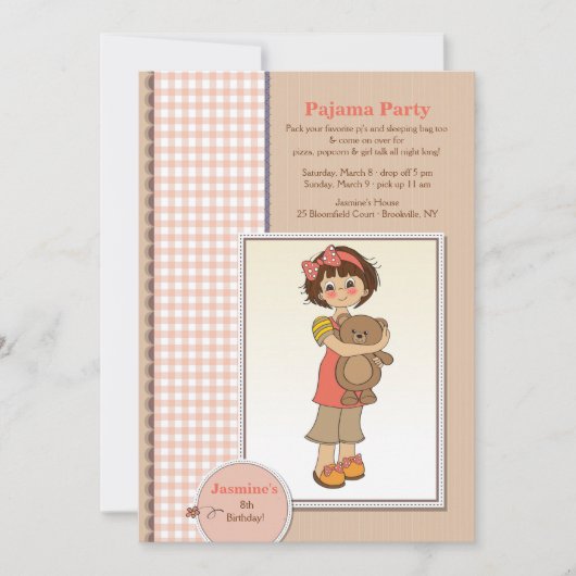 Pyjama-Party-Süsse-Einladung Einladung (Vorderseite)