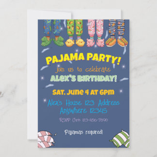 Pyjama-Party Verrückte Pyjamas und Hausschuhe Gebu Einladung