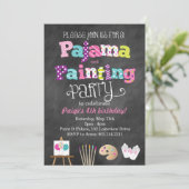 Pyjama-und Malerei-Tafel-Art-Einladung Einladung (Stehend Vorderseite)
