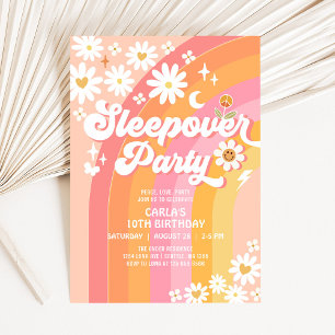 Pyjamaparty Daisy Retro Hippie Geburtstag Einladung