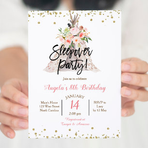 Pyjamaparty-Einladung für Mädchen Einladung