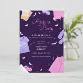 Pyjamaparty für Mädchen Einladung (Stehend Vorderseite)